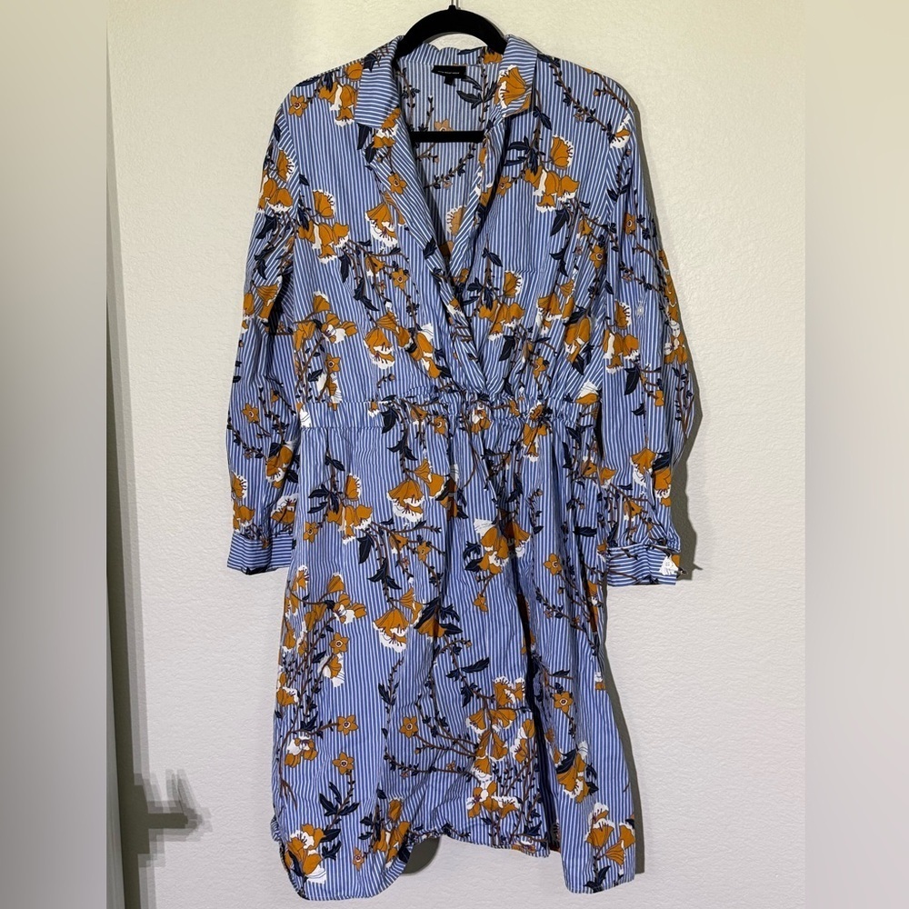 Who What Wear Blue Orange Floral Surplice 100% Cotton Dress Plus Size XXL - Picture 3 of 9